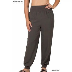 Plus Woven Airflow Wide Waistband Jogger Pants - Ash Grey - 1XL & 3XL